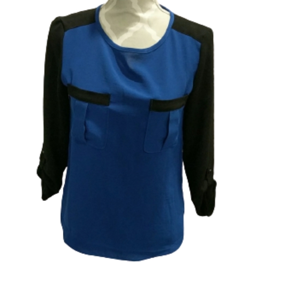 Calvin Klein bright blue and black blouse